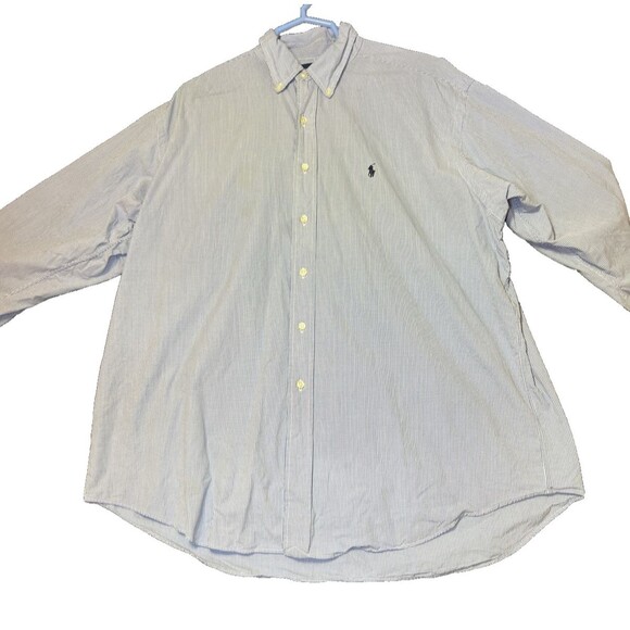 Ralph Lauren Button Down Shirt Gingham Check Blue Mens Size XL Long Sleeve Logo - Picture 2 of 16